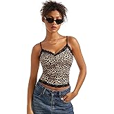 SUUKSESS Women Padded Lace Double Lined Tank Tops Sexy V Neck Summer Going Out Top