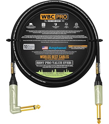 Amazon.com: WORLDS BEST CABLES 10 Foot - Guitar Bass Instrument
