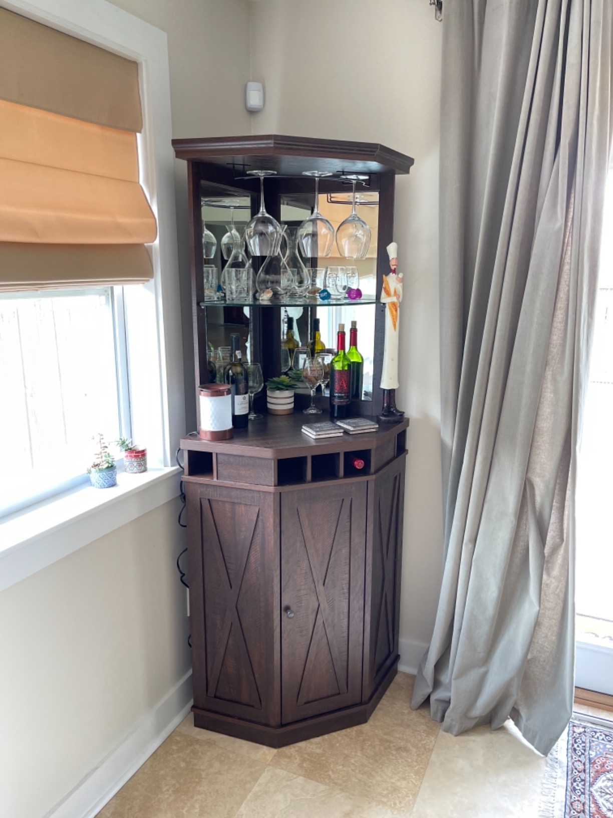 35/mo Finance Home Source Mahogany Corner Bar Unit with Builtin