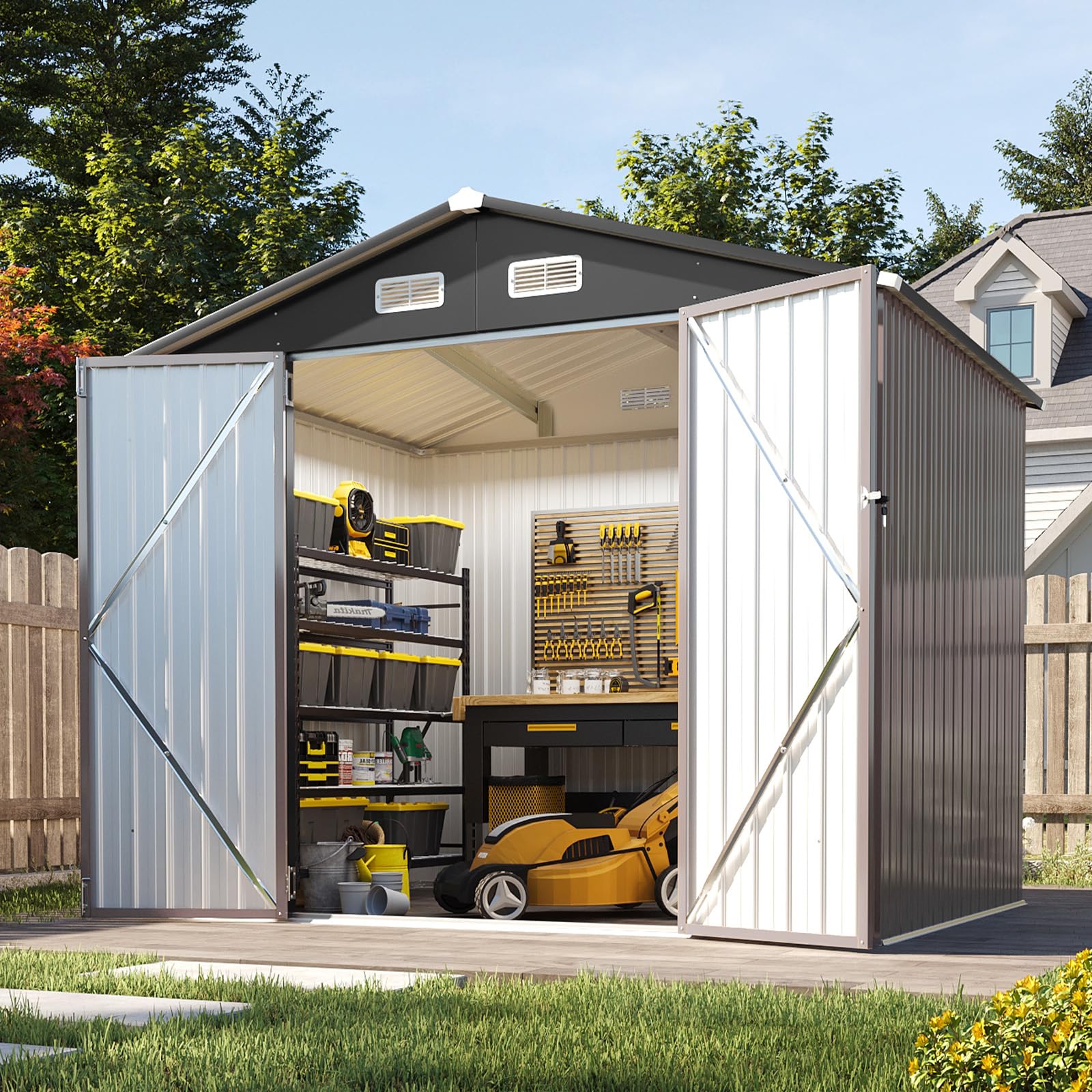 Aoxun 7x5 FT Outdoor Storage Shed Garden Metal Shed