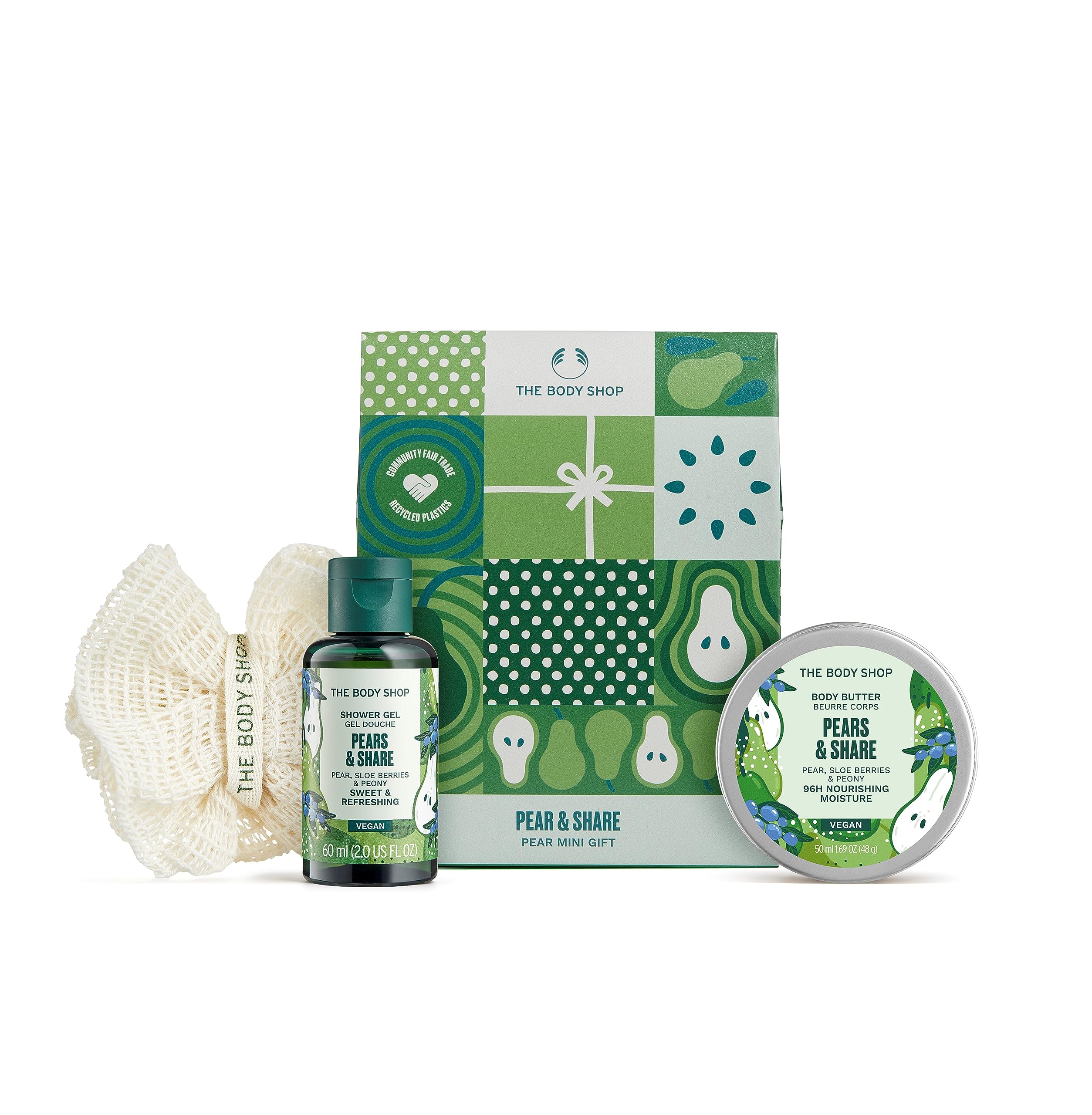 The Body Shop Pears & Share Mini Body Care Gift Set, Vegan, 3-Piece Set