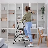 BONTEC 3 Step Ladder Folding Steel Step Stool 150kg Capacity Anti-Slip view 2