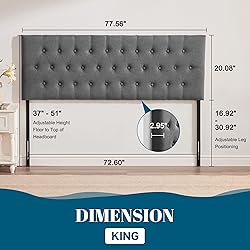 Huatean Home Upholstered King Headboard, Button