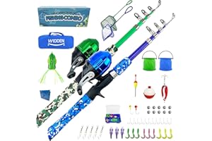 WIDDEN Kids Fishing Pole, Portable Telescopic Kids Fishing Poles for Boys and Girls, Fishing Rod and Reel Combo Kit with Tackle Box, and Fishing Net, Best Fishing Pole for Toddler Youth