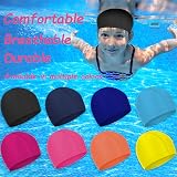 Olicky 2 Pcs Elastic Swim Caps Non-Slip Lightweight Sky Blue Rose Pink view 8