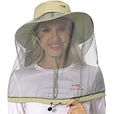 BASSDASH UPF 50+ Mosquito Sun Hat with Hidden Head Net and Neck Flap for Men Women Outdoor Fishing Hiking Camping