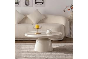 White Round Coffee Table Modern Unique Coffee Table for Living Room Round Pedestal Center Table for Farmhouse