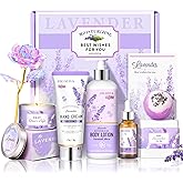 Lavender Spa Bath and Body Gift Set - Relaxing Self Care Baskets for Women - Birthday Gifts for Her, Sister, Mom, Wife