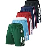 Liberty Imports 5 Pack Men's Quick Dry Athletic Basketball Shorts 9" Inseam with Pockets, Activewear for Workout Gym Running