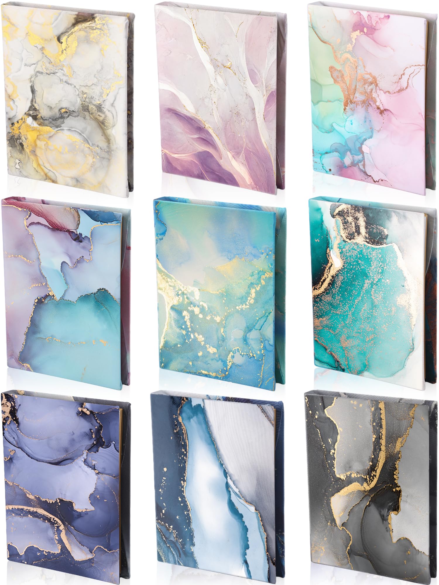 Photo 1 of Teling 9 Pack Stretchable Jumbo Fabric Book Covers Colorful Durable Washable Reusable Nylon Protective Covers for School Textbooks Hardcover Paperback Books 9 x 11 Inches(Marble)