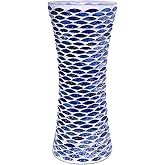 ZHIPINHUI 11.6" Gem Blue Glass Vase, Exquisite Craftsmanship. Tall Handmade Mosaic Vase for Home & Office Decor. Unique Gift