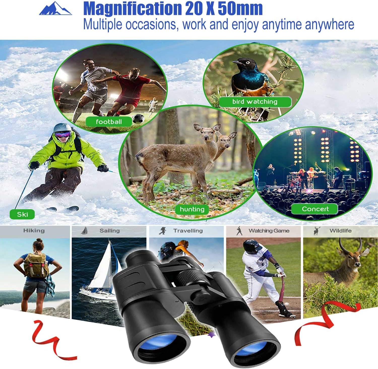 60x90 Binoculars for Adults Waterproof Binoculars for Bird Watching, Professional Binoculars Telescope Gifts Cool Stuff for Men& Women, Travel, Watching Outdoor Sports, Concerts, Sports Events : Camera & Photo