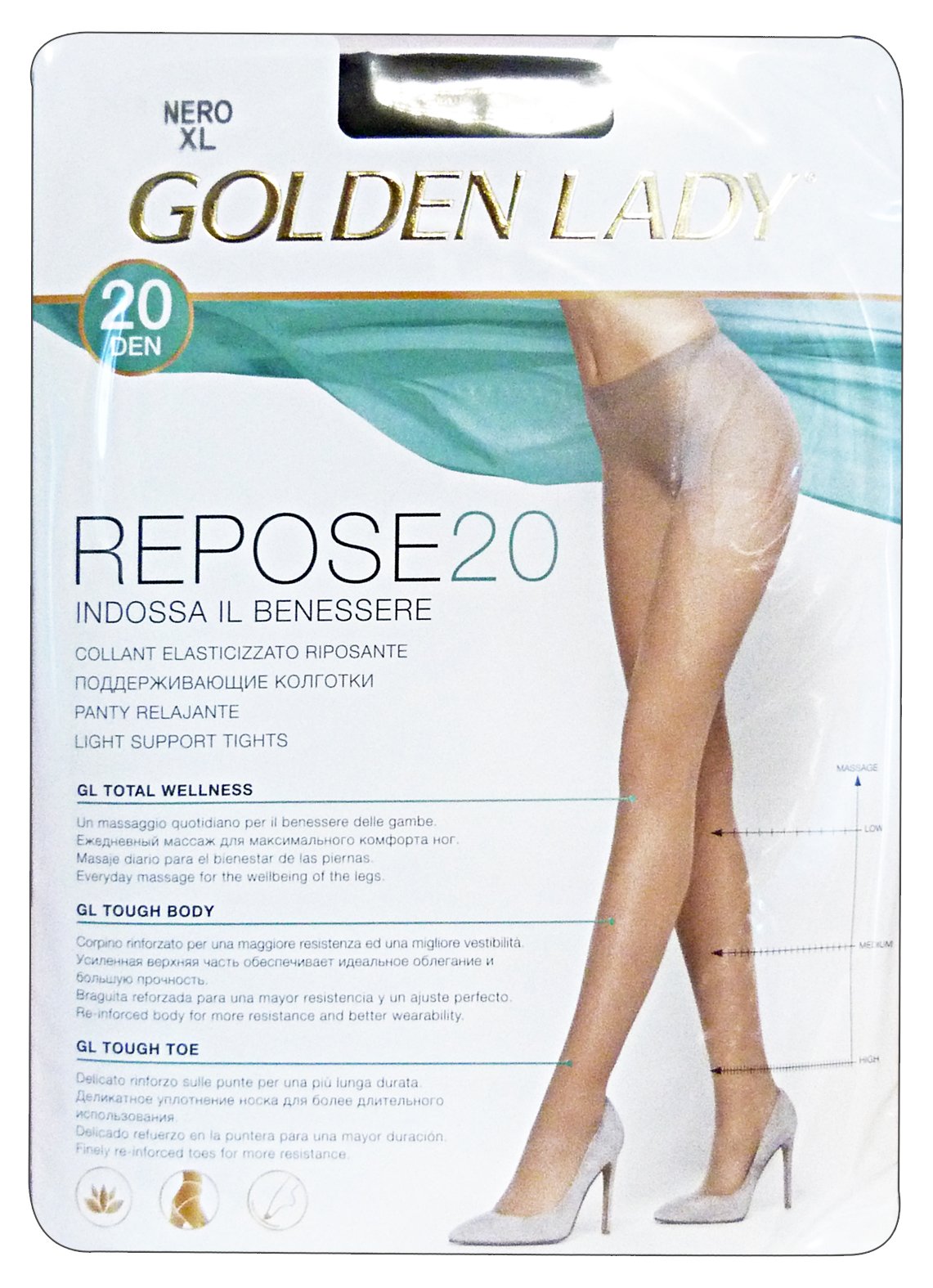 Golden Lady Set 10 Rest Tights 20 den Brown Beaver Size IV 36f, Multicoloured, One Size