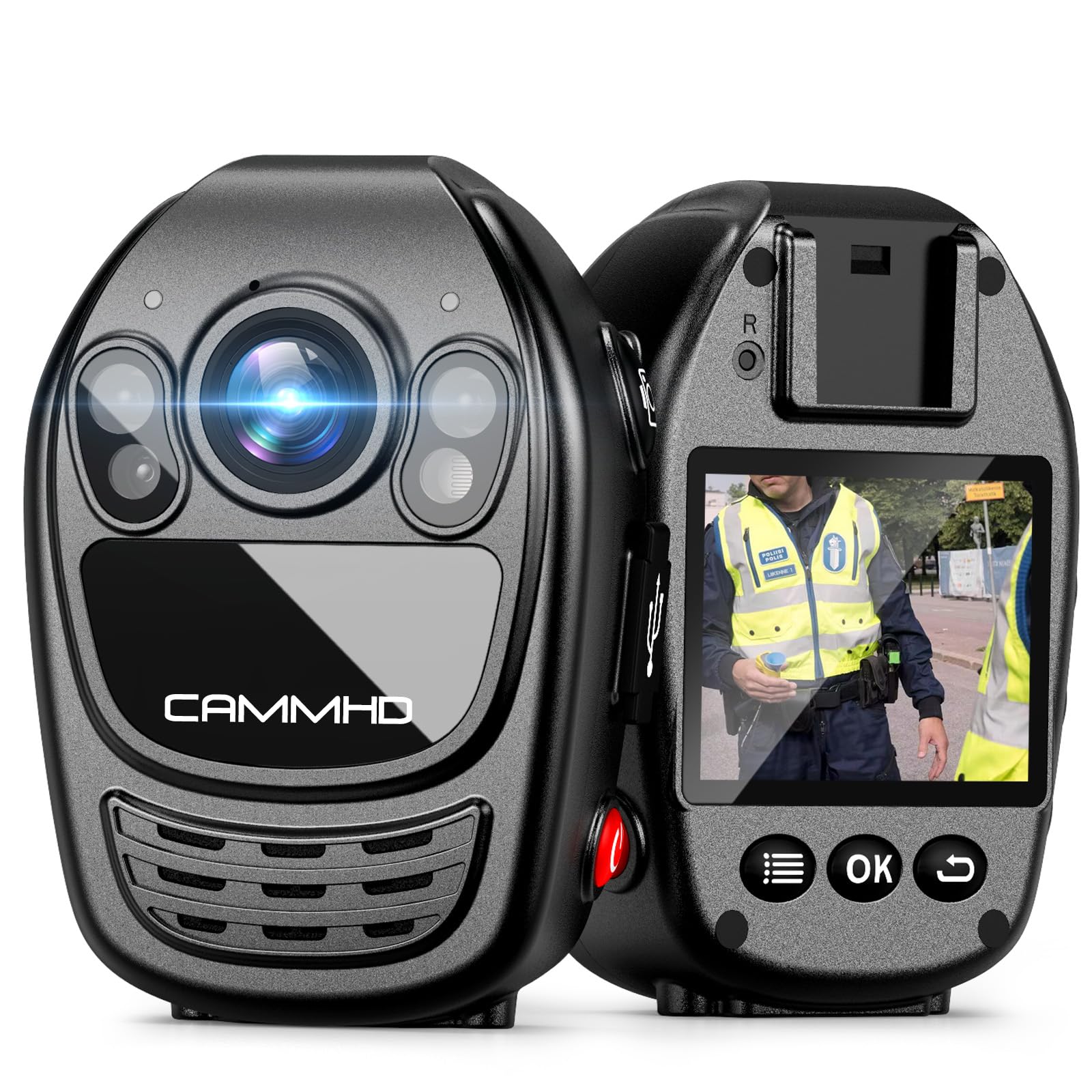 CAMMHD YX1 64GB 2K/1440P Body Cameras with Audio and Video,3500mAh of 12Hrs Video Record,Night Vision Body Cam with Extended Storage Design for Law Enforcement,Security