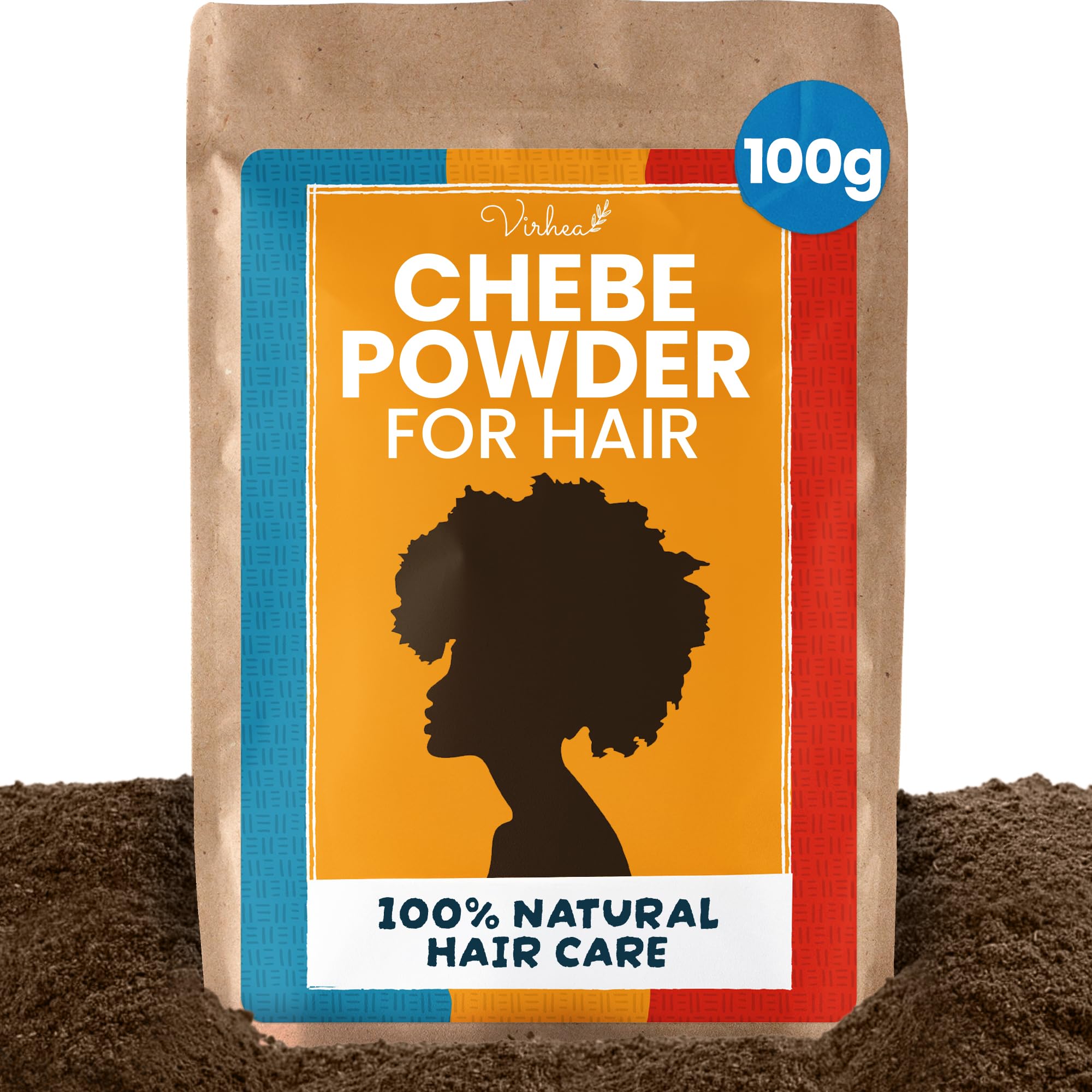 VIRHEA® Chebe Powder for Hair Growth 75g - Natural Chadian Chebe Hair Treatment for Afro Hair - Strengthening Chebe Hair Mask Powder for Length Retention - Reduce Breakage and Nourish Strands