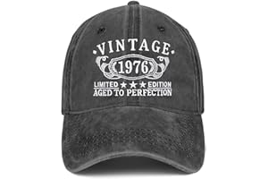 Vintage 1976 Baseball Hat, 50th Birthday Gift, Limited Edition Aged to Perfection, Personalized Cap for Men and Women Charcoa