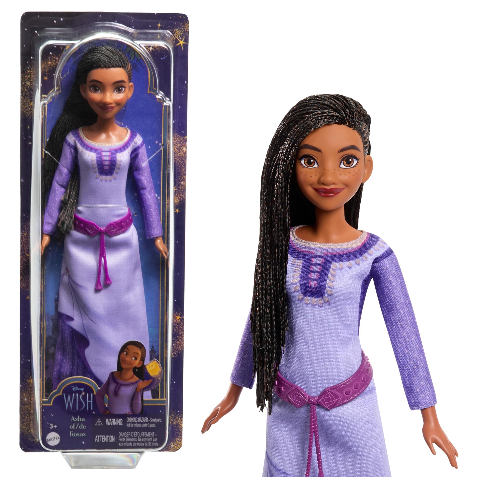 Disney's Wish Asha of Rosas Posable Fashion Doll with Natural Hair, Including Removable Clothes, Shoes, and Accessories, HPX23