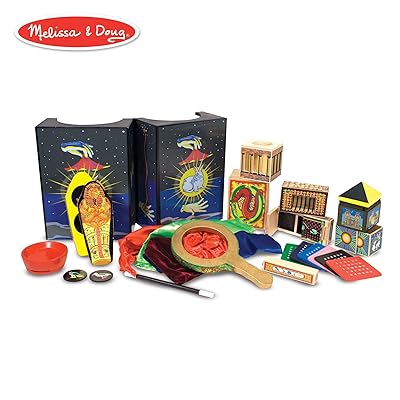 Melissa &amp; Doug Deluxe Magic Set, Kids Magic Set, 10 Classic Tricks, Step-By-Step Instructions, 3.8" H x 14.1" W x 9.6" L