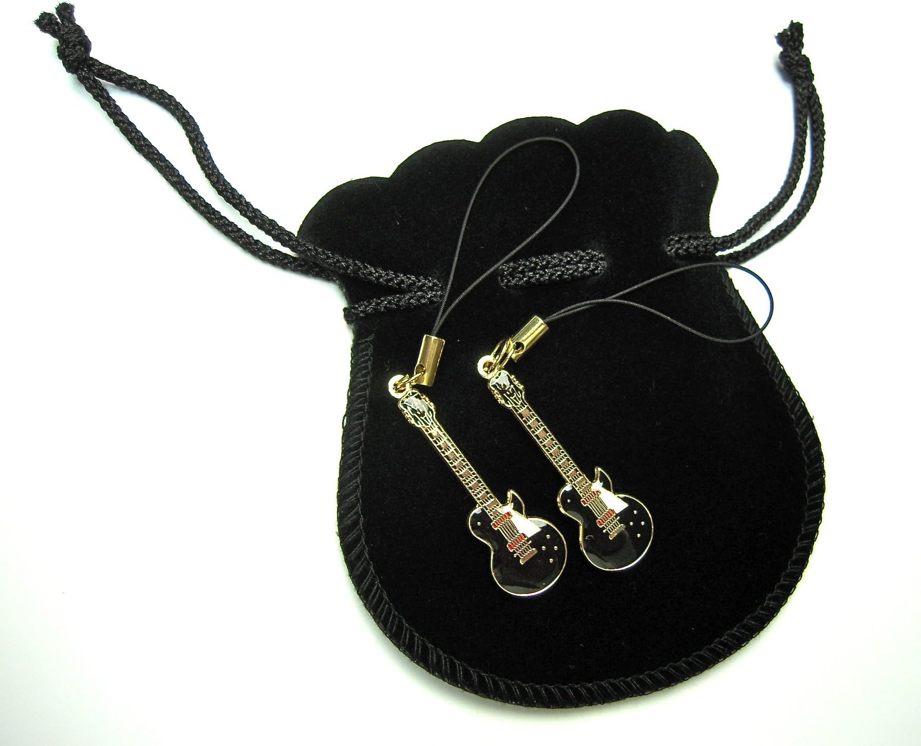 Les Paul guitar small black cell phone strap set of 2 Les Paiul Guitar Cell Phone Strap (japan import) by clefgifts