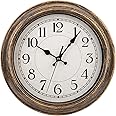 Nicunom 12-Inch Retro Wall Clock, Round Vintage Wall Clocks, Silent Non-Ticking, Classic Decorative Clock for Home Living Roo