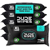 DUDE Wipes Mint Chill Adult Flushable Wet Wipes, Refreshing, 288 Count | Ultra refreshing XL flushable butt wipes. Septic safe, plastic-free wipes. Tea tree oil, vitamin E, and aloe. 6 packs of 48.