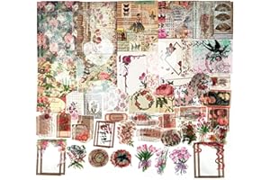 Esweny 100 PCS Vintage Ephemera Pack Journaling Scrapbooking Supplies Scrapbook Sticker Paper Kit for Junk Journal Planners Collage Craft Notebooks Decoupage Album (Flowers)