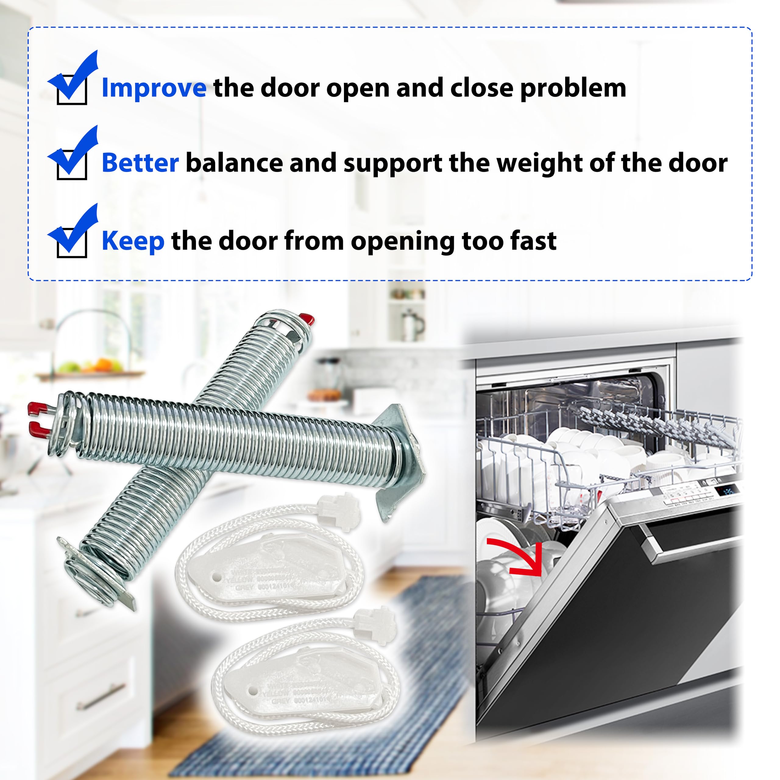 00754866 Dishwasher Door Spring Kit,Compatible with Bosch/Thermador/Gaggenau 754866 00623540, 00627230, 00659339, 00751392, 623540, 627230, 659339, 751392, PS8770519, AP5804978, 3279707, PS8770519