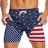 Wemkuqa Men's Swim Trunks with Compression Liner 5" Inseam Mens Quick Dry Board Shorts with 4 Pockets for Beach Vacation