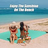 Odoland Outdoor Pocket Travel Blanket Beach Mat Waterproof Sand Proof Green L view 6