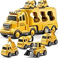 JUKUDAHU Truck Toys for 3 4 5 6 Years Old Boys, Toddler Car Toys for Toddler Boys Ages 3-5, Construction Toys Car Carrier Vehicle Toy Set, Kids Toys Truck Set for Age 3-9