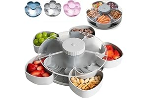 Divided Spin and Snack, Divided Serving Tray that Spins, Swivel Snack Tray, Multi-Compartment Food Organizer Design, Lazy Sus