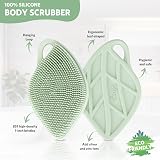 Sndyi Silicone Body Scrubber Leaf Shaped Gentle Exfoliating Green view 2