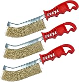 TDBS Brass Wire Brush Set of 3 26cm Crimped Long Handled Brushes view 1