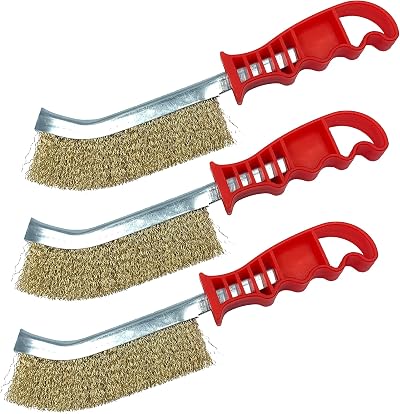 TDBS Brass Wire Brush Set of 3 26cm Crimped Long Handled Brushes