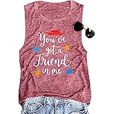 SUPEYA Youve Got A Friend in Me Tank Top for Women Funny Letter Print Shirt Cute Graphic Short Sleeve Tees Tops