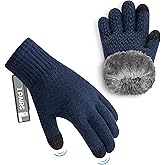 MAGISDU Kids Gloves Winter Alpaca Wool Knit Fleece Lined Gloves Touchscreen Warm for Boys Girls Children Toddler