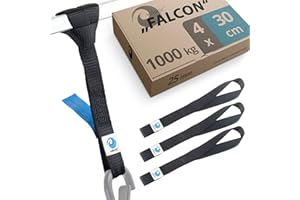 valonic Falcon - Soft Loop tie Down Straps - 4 Pack, 2000kg bs, 30cm x 25mm, Double Stitched, Black - for Motorcycle Handleba