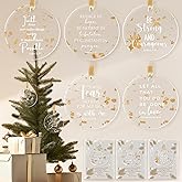 Thyle 10 Sets Christmas Tree Christian Ornaments Gold Foil Acrylic Hanging Ornament Inspirational Bible Verse in Bulk Gifts with Thank You Cards for Family Church Women Men Holy Week Xmas Decor