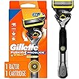 Gillette Fusion5 ProGlide Shield Shaving Razor for Men, 1 Power Razor Handle, 1 Refill, 2x Lubrication, Battery-Powered with FlexBall Handle and Precision Trimmer for Men