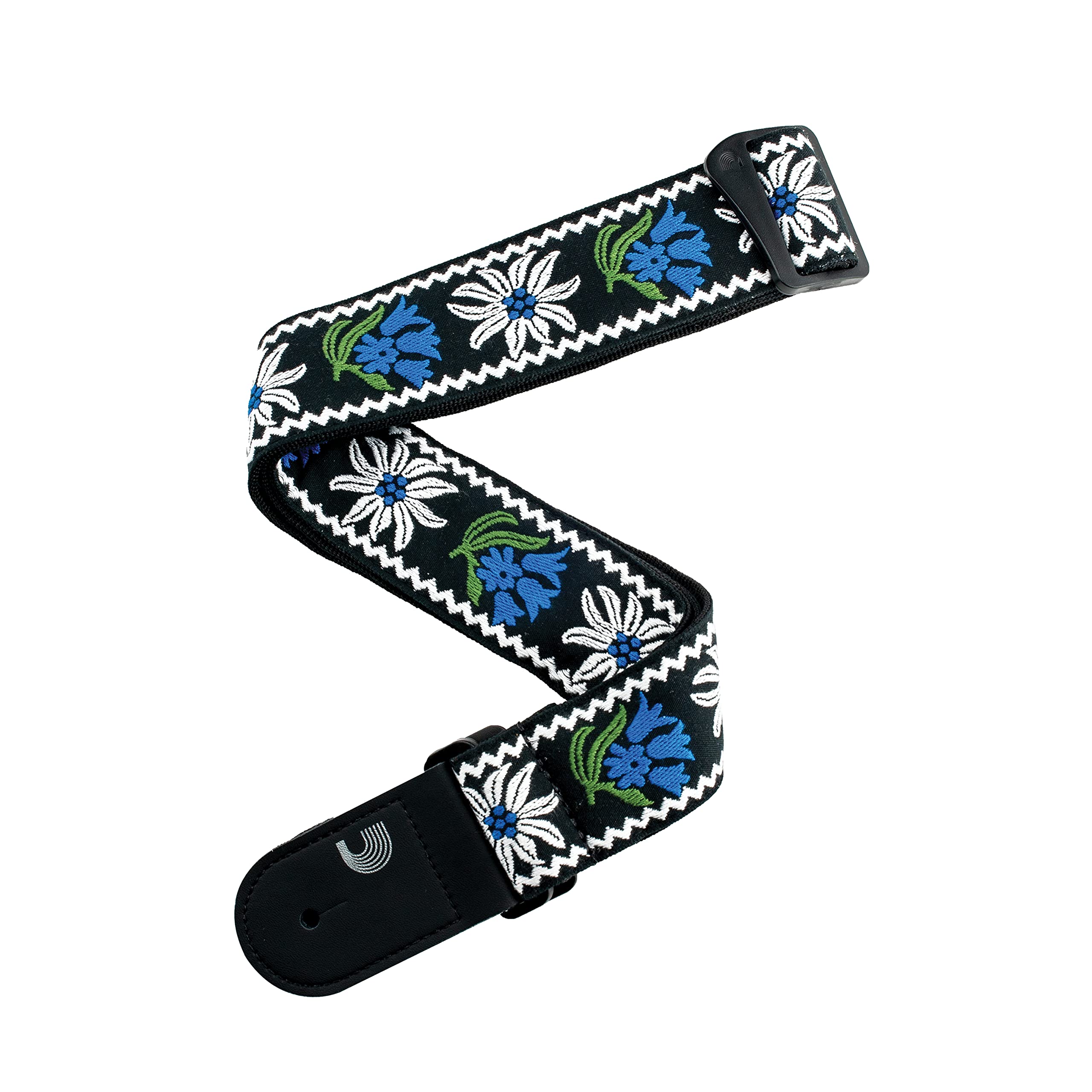 D'Addario Accessories Guitar Strap - Guitar Accessories - Electric Guitar Strap, Acoustic Guitar Strap, Acoustic Electric Guitar Strap & Bass Guitar Strap - Woven, Peace Love - Black and Blue