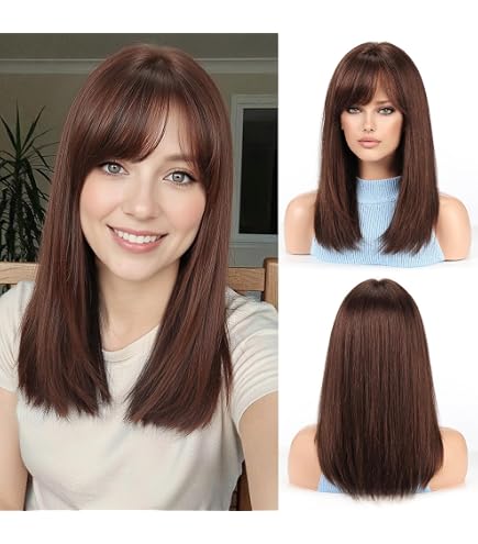 Amazon.com : ELLORS Highlights Brown 16inch Human Hair Wigs  display picture 1