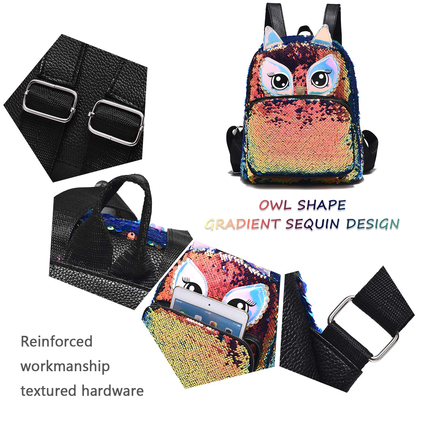 owl flip sequin backpack