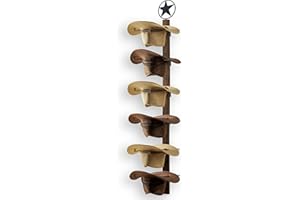 P-ALADIN Cowboy Hat Rack, Cowboy Hat Holder, 6 Pieces Western Hat Rack For Wall with Natural Wooden Board, Cowboy Hat Hanger for Wall Décor Keeps Original Shape of Hat