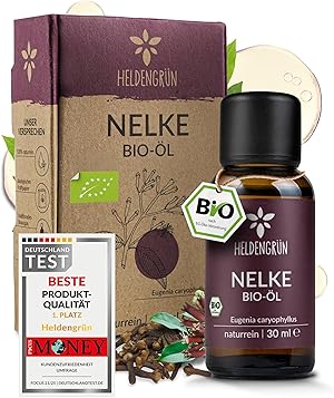 Heldengrün® BIO Nelkenöl [100% NATURREIN] Nelkenöl zum Einnhemen - Echtes Gewürznelkenöl - Ätherisches Nelkenöl Zahnschmerzen - Clove Oil