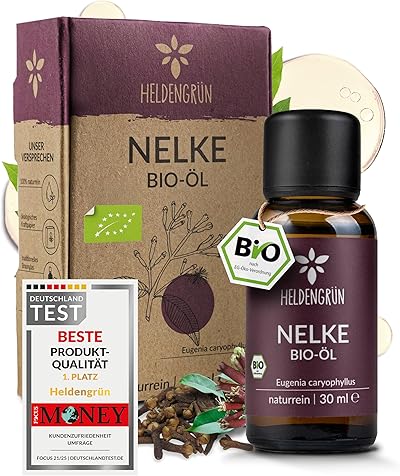 Heldengrün® BIO Nelkenöl [100% NATURREIN] Nelkenöl zum Einnhemen - Echtes Gewürznelkenöl - Ätherisches Nelkenöl Zahnschmerzen - Clove Oil