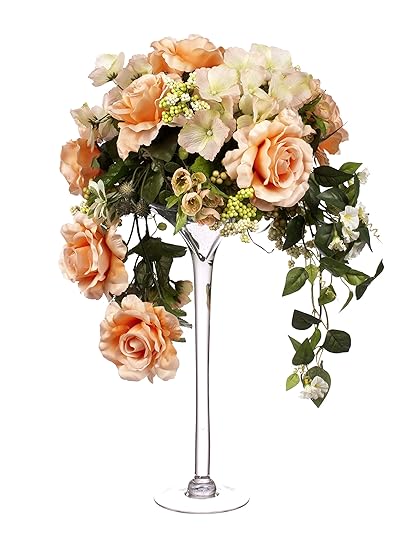 Closer2nature 60cm Trailing Coral Rose Display In Tall Martini