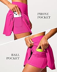 SANTINY 14" Tennis Skirt Golf Skorts with Pockets