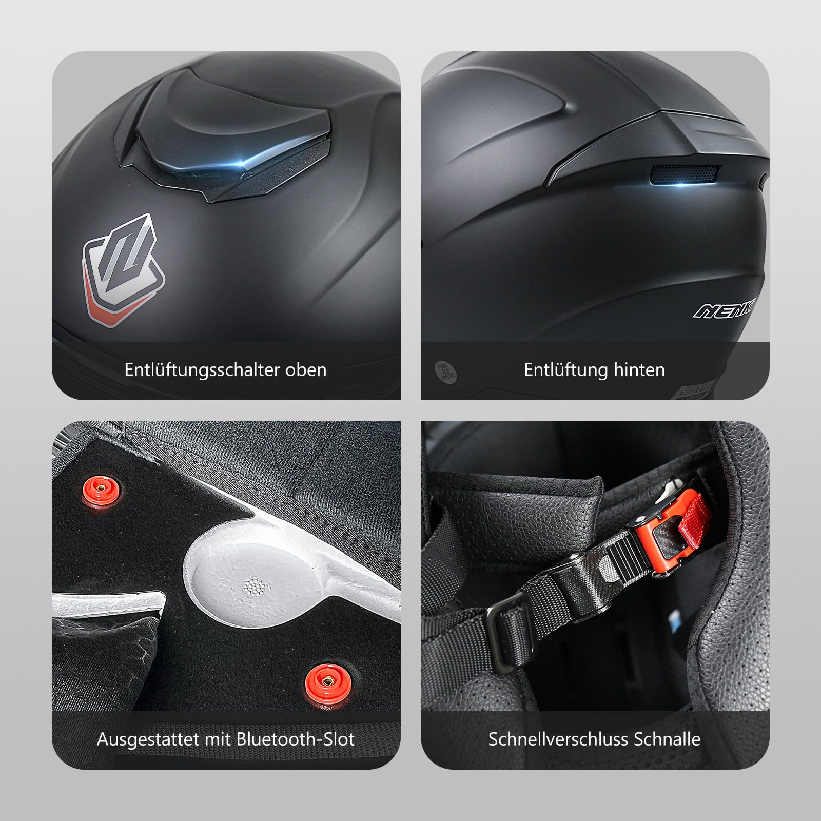 NENKI Rollerhelm für Motorradfahrer, Motorradhelm ECE 22.06, Jethelme mit Doppelvisier und Sonnenblende, Halbhelme für Damen Herren (Matt Schwarz, XL) 5