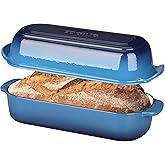 EDGING CASTING Enameled Cast Iron Loaf Pan with Lid, Bread pan, Dutch Oven Bread pan for Homemade Sourdough Bread Baking, 12.5x5.5 inch, 5qt, Lake Blue