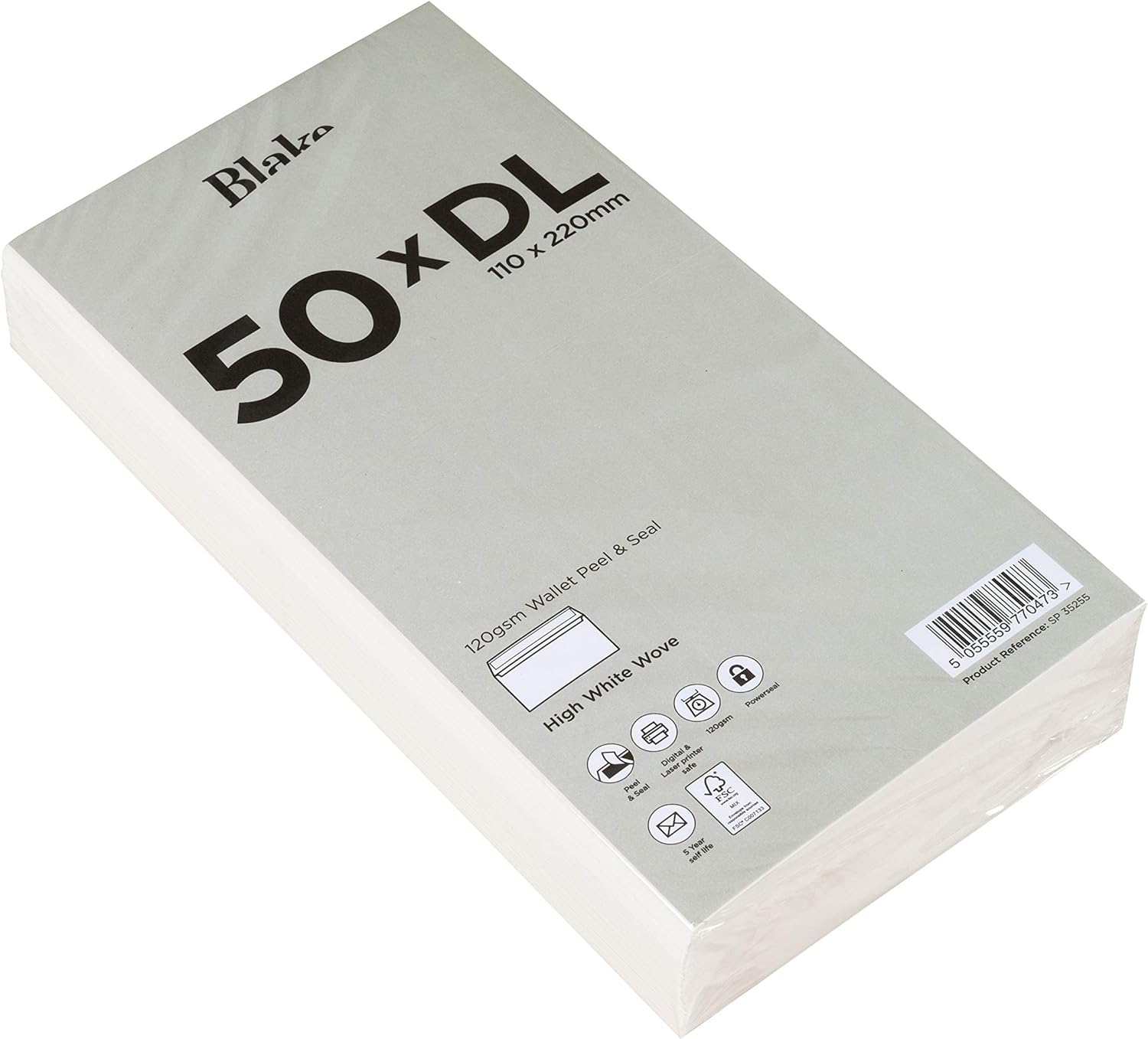 Blake Business DL 110 x 220 mm 120 GSM Peel & Seal Wallet Envelopes High White Wove - Pack of 50 - Image 3